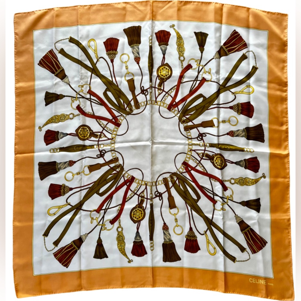 ❌SOLD❌ Celine Silk Scarf Tassle Print